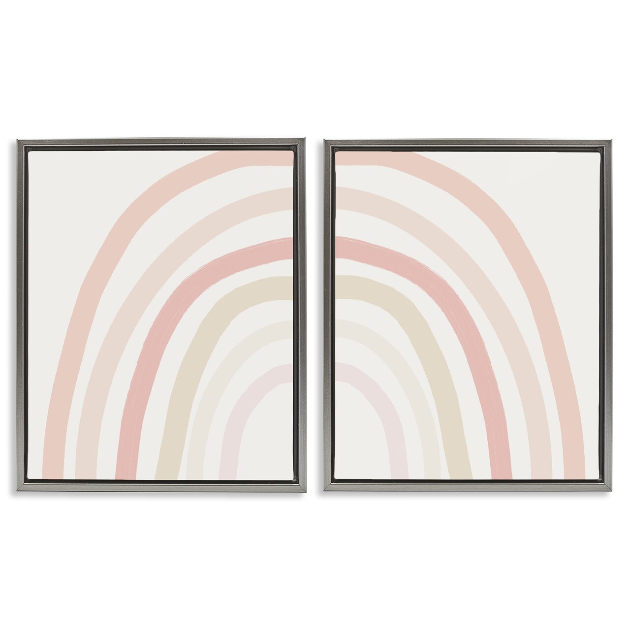 Stupell Industries Children's Soft Pastel Rainbow Shape Framed Floater Canvas Wall Art